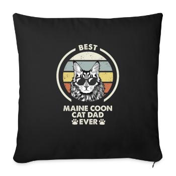 Papa chat - Maine Coon Cat - Housse de coussin décorative 45 x 45 cm - noir - Devant