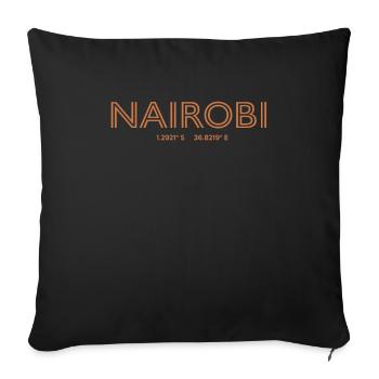 Kenya Stadt Koordinaten - Nairobi - Sofakissenbezug 45 x 45 cm - Schwarz - Vorne