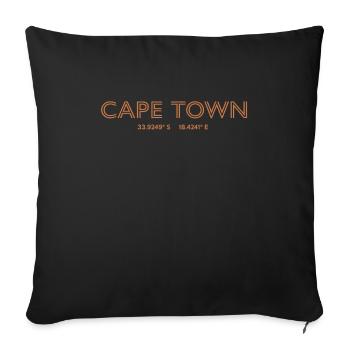 Coordonnées de la ville d’Afrique du Sud - Le Cap - Housse de coussin décorative 45 x 45 cm - noir - Devant