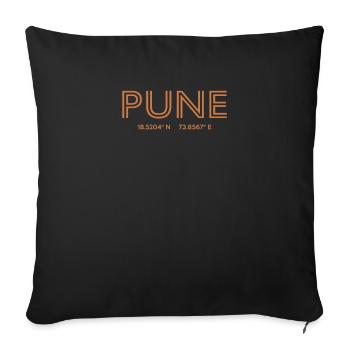India Stadt Koordinaten - Pune - Sofakissenbezug 45 x 45 cm - Schwarz - Vorne