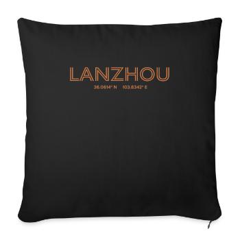 Coordonnées de China City - Lanzhou - Housse de coussin décorative 45 x 45 cm - noir - Devant