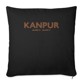 India Stadt Koordinaten - Kanpur - Sofakissenbezug 45 x 45 cm - Schwarz - Vorne