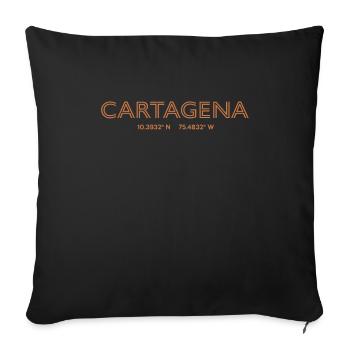 Coordonnées de la ville de Colombie - Carthagène - Housse de coussin décorative 45 x 45 cm - noir - Devant