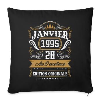 Janvier 1995 28 Ans Rétro Cadeau D'anniversaire - Housse de coussin décorative 45 x 45 cm - noir - Devant