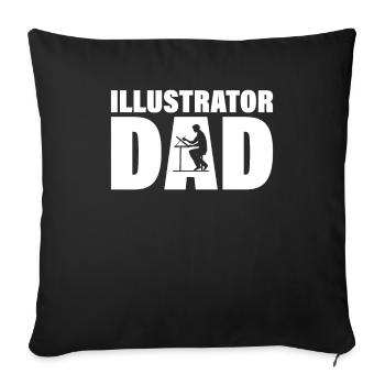 Job - Illustrateur Papa - Housse de coussin décorative 45 x 45 cm - noir - Devant