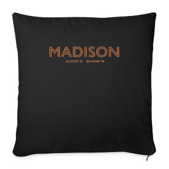 USA Stadt Koordinaten - Madison - Sofakissenbezug 45 x 45 cm - Schwarz - Vorne