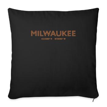 Coordonnées de la ville des États-Unis - Milwaukee - Housse de coussin décorative 45 x 45 cm - noir - Devant