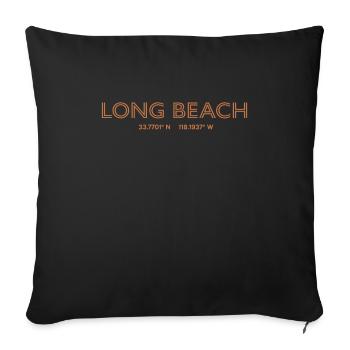 USA City Coordinates - Long Beach - Sofa pillowcase 17,3'' x 17,3'' (45 x 45 cm) - black - Front