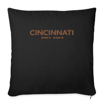 USA City Coordinates - Cincinnati - Sofa pillowcase 17,3'' x 17,3'' (45 x 45 cm) - black - Front