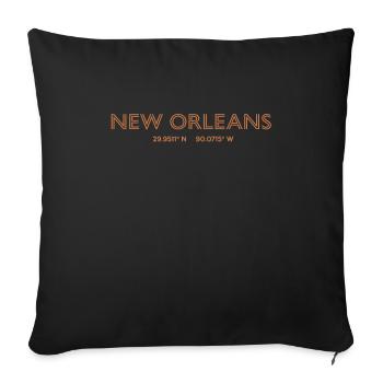 Coordonnées de la ville des États-Unis - Nouvelle-Orléans - Housse de coussin décorative 45 x 45 cm - noir - Devant