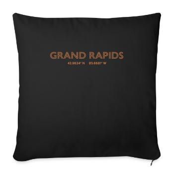 Coordonnées de la ville des États-Unis - Grand Rapids - Housse de coussin décorative 45 x 45 cm - noir - Devant