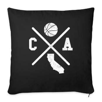 CA USA - Basketteur californien - Housse de coussin décorative 45 x 45 cm - noir - Devant