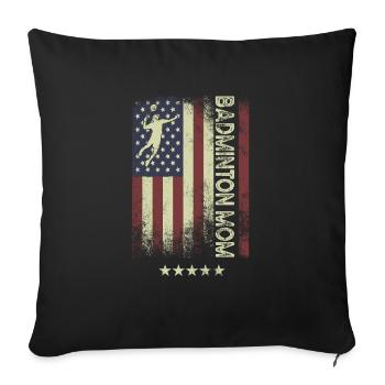 USA Flagge - Badminton Mutter - Sofakissenbezug 45 x 45 cm - Schwarz - Vorne