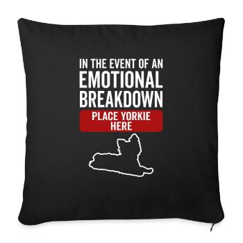 Emotional - Dog Yorkie - Sofa pillowcase 17,3'' x 17,3'' (45 x 45 cm) - black - Front