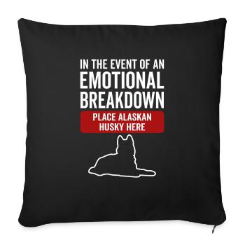 Émotionnel - Chien Alaskan Husky - Housse de coussin décorative 45 x 45 cm - noir - Devant