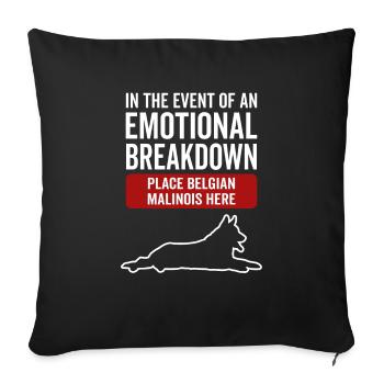 Emotional - Belgian Malinois dog - Sofa pillowcase 17,3'' x 17,3'' (45 x 45 cm) - black - Front