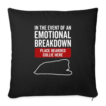 Émotionnel - Collie barbu chien - Housse de coussin décorative 45 x 45 cm - noir - Devant