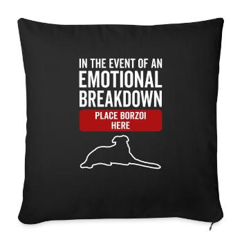 Emotional - dog Borzoi - Sofa pillowcase 17,3'' x 17,3'' (45 x 45 cm) - black - Front