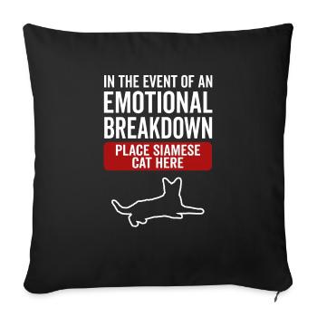 Emotional - Siamese cat - Sofa pillowcase 17,3'' x 17,3'' (45 x 45 cm) - black - Front