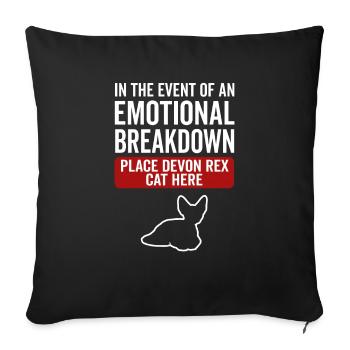 Emotional - Devon Rex Cat - Sofa pillowcase 17,3'' x 17,3'' (45 x 45 cm) - black - Front