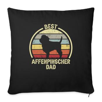 Meilleur père chien - Affenpinscher - Housse de coussin décorative 45 x 45 cm - noir - Devant