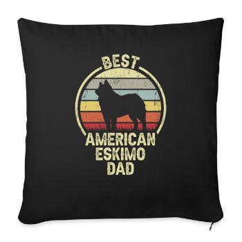 Meilleur père chien - American Eskimo Dog - Housse de coussin décorative 45 x 45 cm - noir - Devant