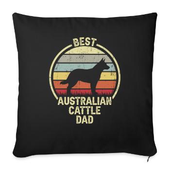Meilleur père chien - Bouvier australien - Housse de coussin décorative 45 x 45 cm - noir - Devant