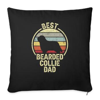 Best Dog Dad - Bearded Collie - Sofa pillowcase 17,3'' x 17,3'' (45 x 45 cm) - black - Front