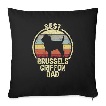 Meilleur père de chien - Brussels Griffon - Housse de coussin décorative 45 x 45 cm - noir - Devant