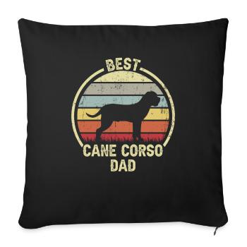 Meilleur père de chien - Cane Corso - Housse de coussin décorative 45 x 45 cm - noir - Devant