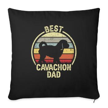 Meilleur père chien - Cavachon - Housse de coussin décorative 45 x 45 cm - noir - Devant