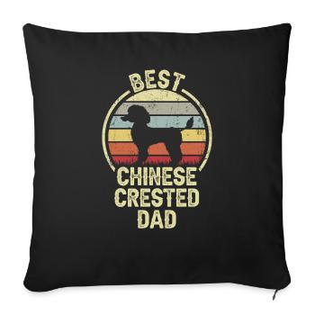 Best Dog Dad - Chinese Crested - Sofa pillowcase 17,3'' x 17,3'' (45 x 45 cm) - black - Front