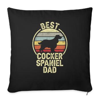 Meilleur père chien - Cocker Spaniel - Housse de coussin décorative 45 x 45 cm - noir - Devant