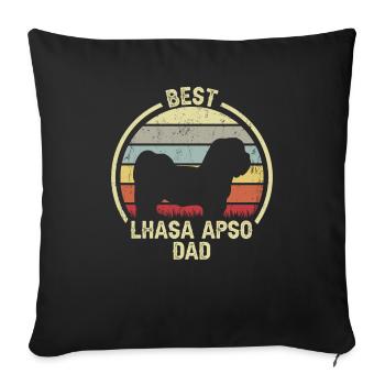 Bester Hundevater - Lhasa Apso - Sofakissenbezug 45 x 45 cm - Schwarz - Vorne