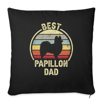 Meilleur père de chien - Papillon - Housse de coussin décorative 45 x 45 cm - noir - Devant