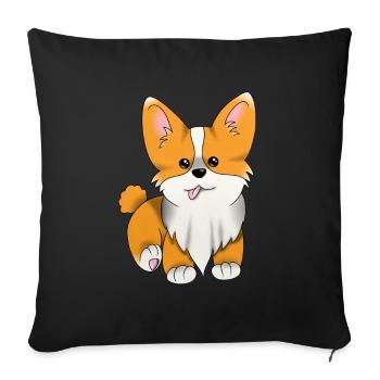 1 1 Corgi Blank - Sofakissenbezug 45 x 45 cm - Schwarz - Vorne