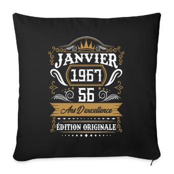 January 1967 56 years retro birthday gift - Sofa pillowcase 17,3'' x 17,3'' (45 x 45 cm) - black - Front