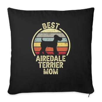 Maman chien - Airedale Terrier - Housse de coussin décorative 45 x 45 cm - noir - Devant