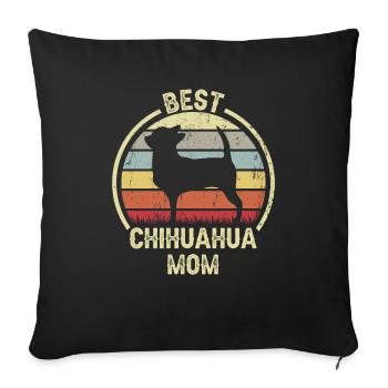 Maman chien - Chihuahua - Housse de coussin décorative 45 x 45 cm - noir - Devant
