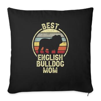 Dog Mother - Bouledogue anglais - Housse de coussin décorative 45 x 45 cm - noir - Devant