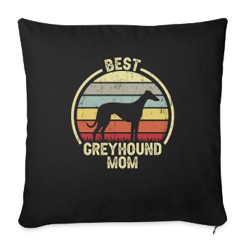 Dog mother - greyhound - Sofa pillowcase 17,3'' x 17,3'' (45 x 45 cm) - black - Front