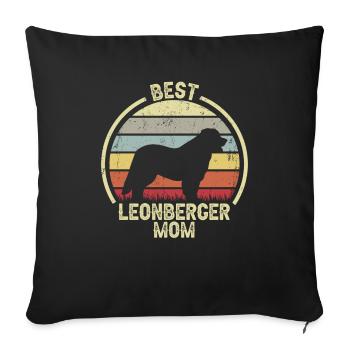 Maman chien - Leonberger - Housse de coussin décorative 45 x 45 cm - noir - Devant