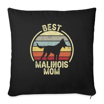 Dog Mom - Malinois - Sofa pillowcase 17,3'' x 17,3'' (45 x 45 cm) - black - Front