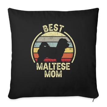 Dog Mother - Maltese - Sofa pillowcase 17,3'' x 17,3'' (45 x 45 cm) - black - Front