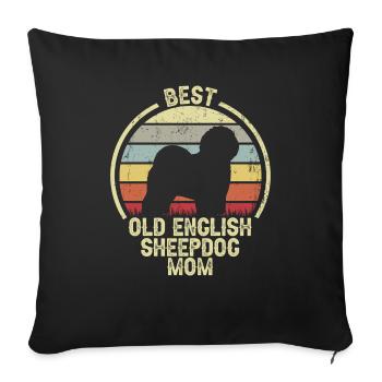 Dog Mom - Vieux berger anglais - Housse de coussin décorative 45 x 45 cm - noir - Devant