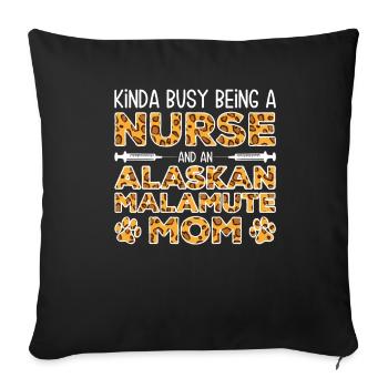 Mère de chien nourrice - Malamute d’Alaska - Housse de coussin décorative 45 x 45 cm - noir - Devant