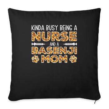 Infirmière Chien Mère - Basenji - Housse de coussin décorative 45 x 45 cm - noir - Devant