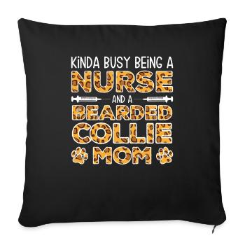 Nurse Dog Mother - Bearded Collie - Housse de coussin décorative 45 x 45 cm - noir - Devant