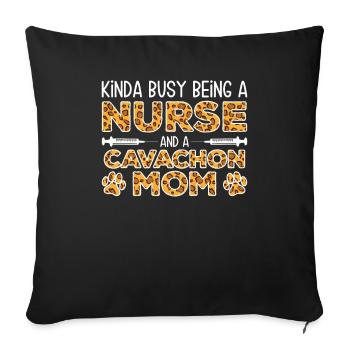 Sœur chienne mère - Cavachon - Housse de coussin décorative 45 x 45 cm - noir - Devant