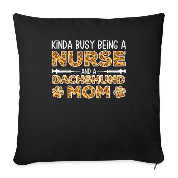 Nourrice-chien mère - teckel - Housse de coussin décorative 45 x 45 cm - noir - Devant